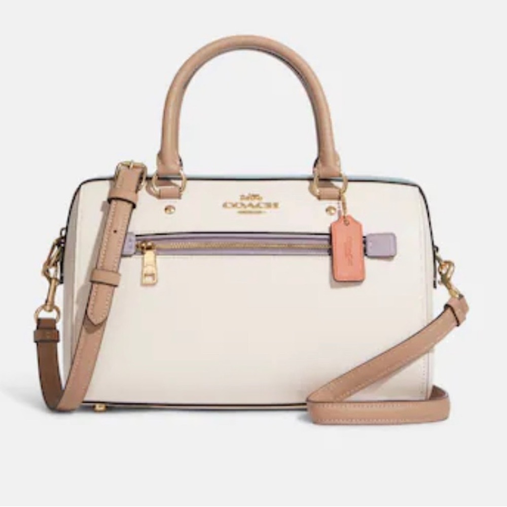 Coach Rowan Satchel In Colorblock with matching wallet new
